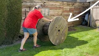 She Turned an Old Cable Spool Into a Garden Masterpiece