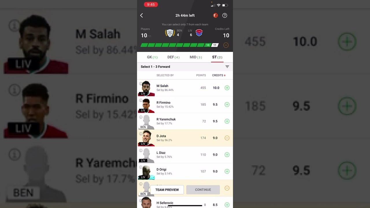 BEN Vs LIV Dream11 Team | Fantasy Football Tips | Benfica vs Liverpool | Champions League