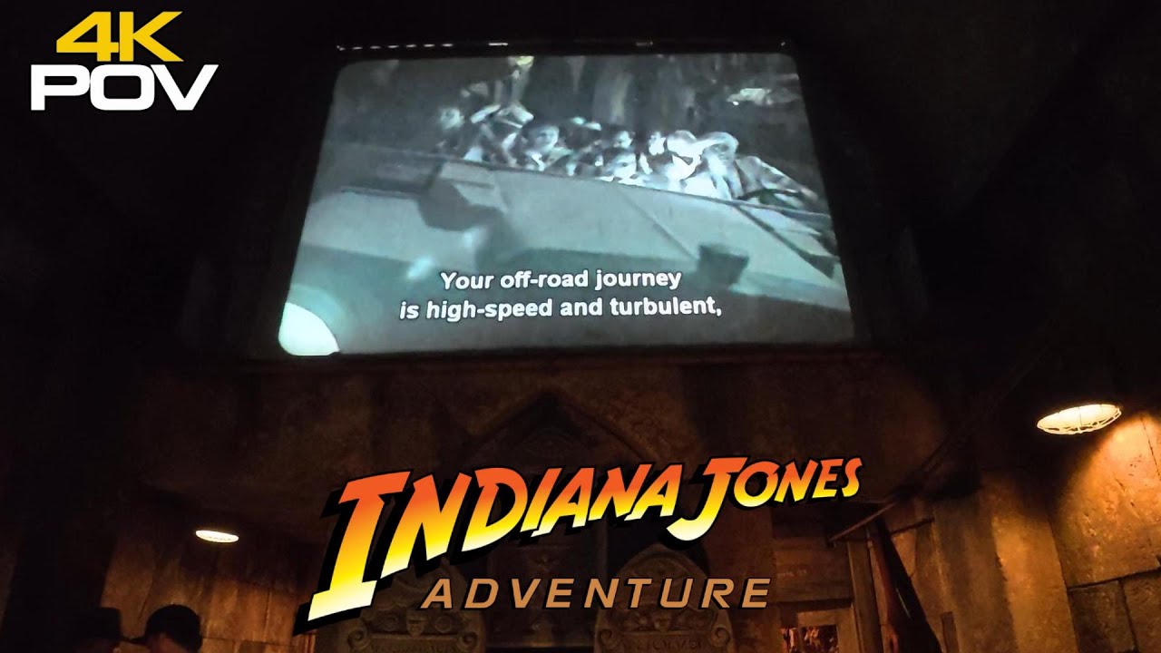 Indiana Jones Adventure 4K POV | FULL Queue & Ride | Stopped at the Boulder Scene