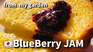 Blueberry JAM from my garden.我が家の庭で採れるブルーベリー。おうちで作る贅沢ジャム。お好みの甘さに。この味を覚えたらもう買えなくなります。