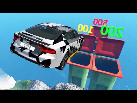 Видео: HIGH SPEED JUMPS AND CRASHES INTO GARBAGE AND WATER - Cartoon Beamng Drive