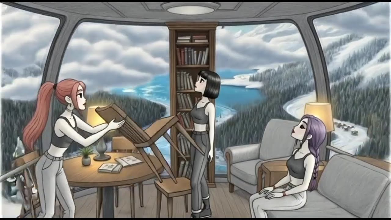 Endless Ascent . Dreamlike Mountain Cable Car . Relaxing Surreal Animation.