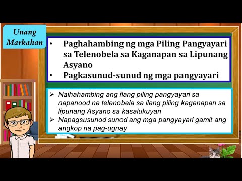 Paghahambing ng pangyayari sa Telenobela sa kaganapan sa Lipunan/ Pagkasunod-sunod ng mga Pangyayari