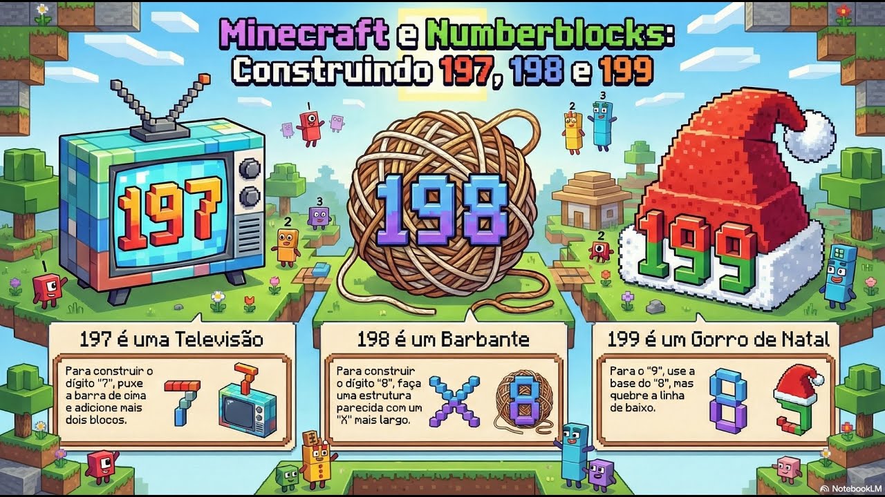 Minecraft Numberblocks 197 198 e 199 ( quase 200 )! FALTA 1 PARA 200 ...