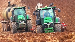 JOHN DEERE 8335R und 7930;7230R;6190R als Zubringer mit ANNABURGER & FLIEGL // Gülleausbringung 2015