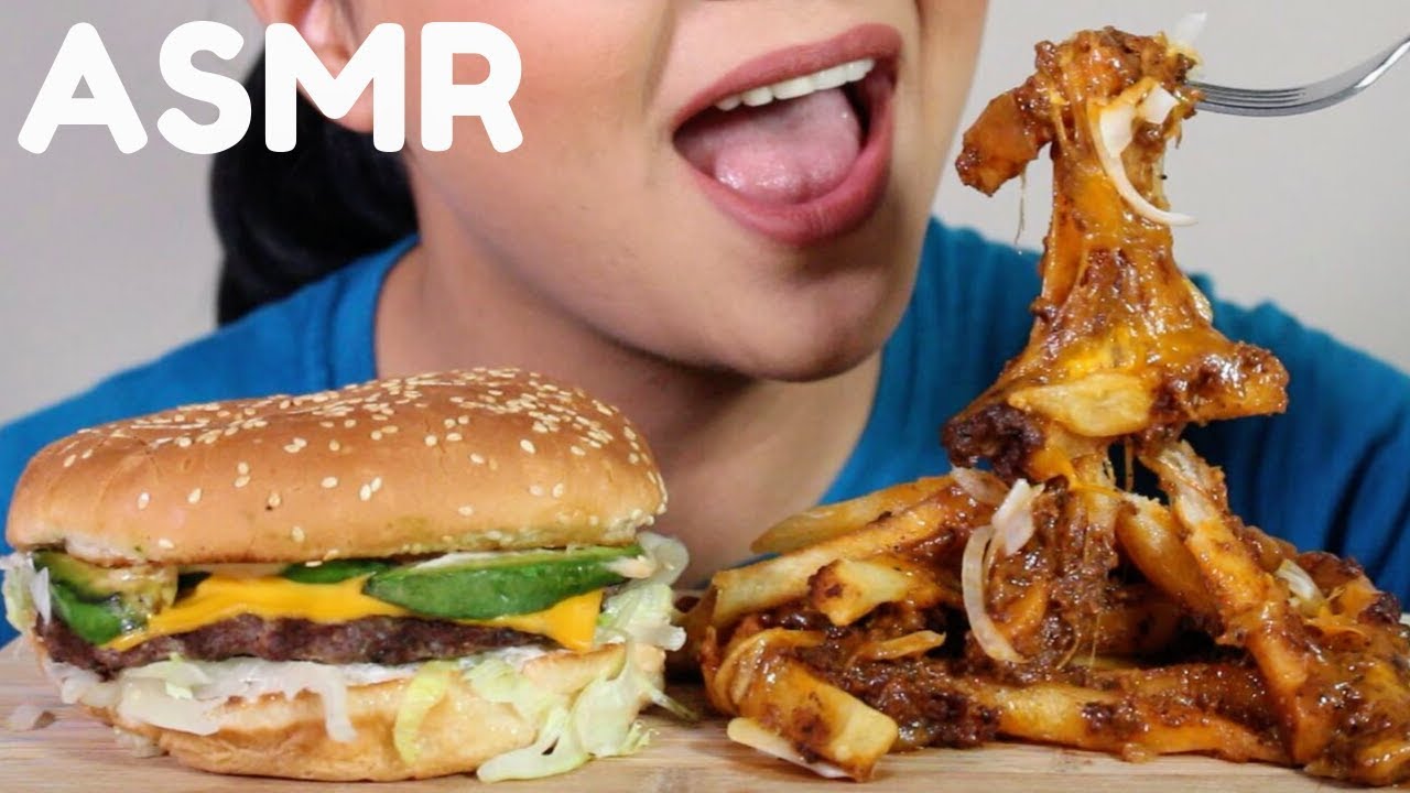 ASMR CHEESEBURGER and CHILI CHEESE FRIES Eating Sounds MUKBANG YouTube