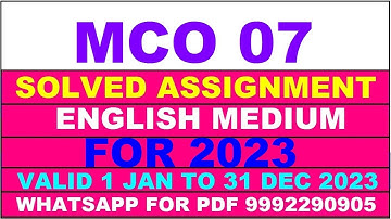 mco 7 solved assignment 2023 | mco 7 solved assignment in english 2022-2023 | mco 7 2023
