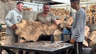 Amazing woodworking project. Carving big wood 🪵. Expert of splitting wood 🪵 very nice job 👍