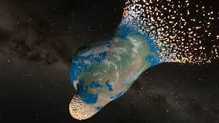 Earth getting shot. SpaceSim - 2 million particles.