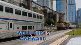 Delayed Passenger & Freight Trains at the Austin Amtrak Station