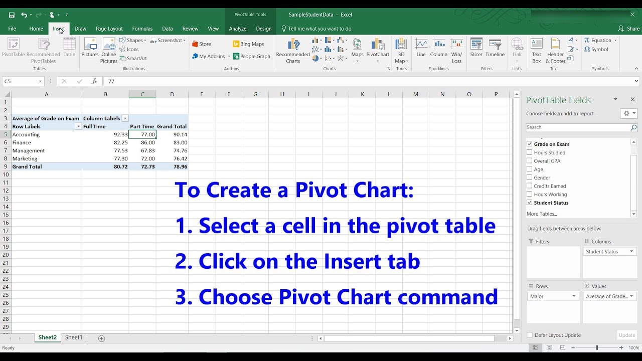 Pivot Table Chart Excel 2016