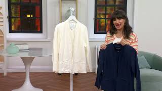 Studio Park x Amy Stran Linen Blend Open Front Blazer on QVC