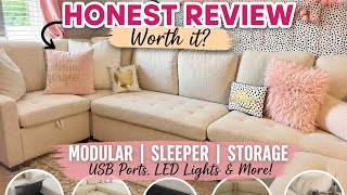 7 Seat Modular Sleeper Sofa Review | Pull-Out Bed, Storage, USB Ports & LED Lights