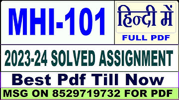 mhi 101 solved assignment 2023-24 || mhi 101 solved assignment 2024 in Hindi || ignou mahi mhi101