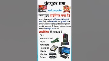 🔥 हार्डवेयर क्या है? | हार्डवेयर के प्रकार |Types of Hardware Explained! #hardware #shorts #ytshorts