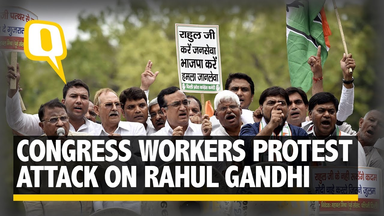 Congress Workers Protest Attack on Rahul Gandhi - The Quint