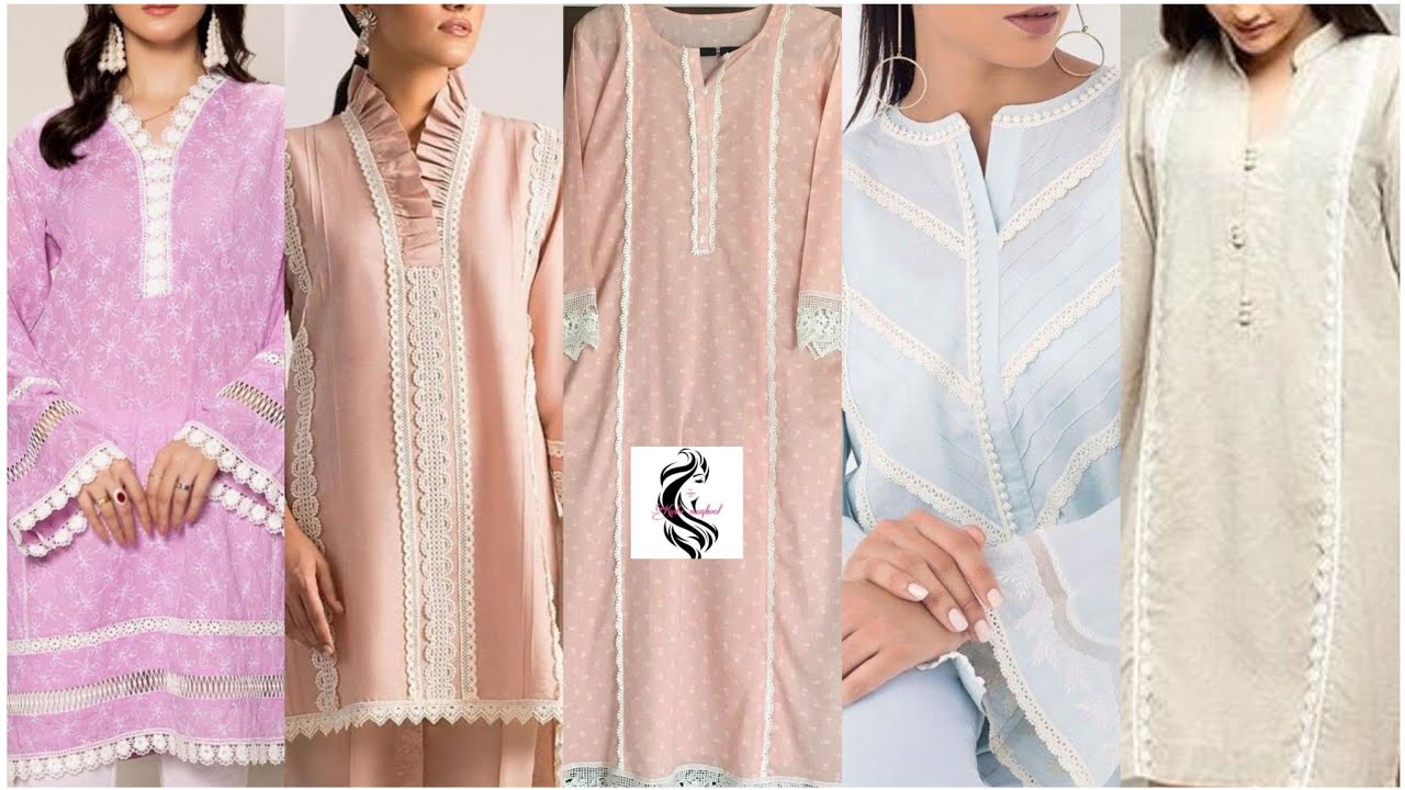 Simple Design Classy 3/4th Sleeve Round Neck Lace Decoration Plain Pattern  Kurti Bust Size: All Size Inch (in) at Best Price in Jaipur | Just For  Humaira