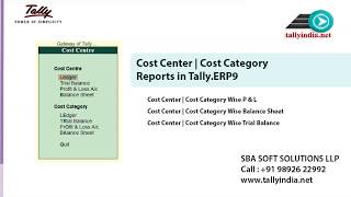 Cost Center / Cost Category Wise Financial Reports in Tally.ERP9 screenshot 3