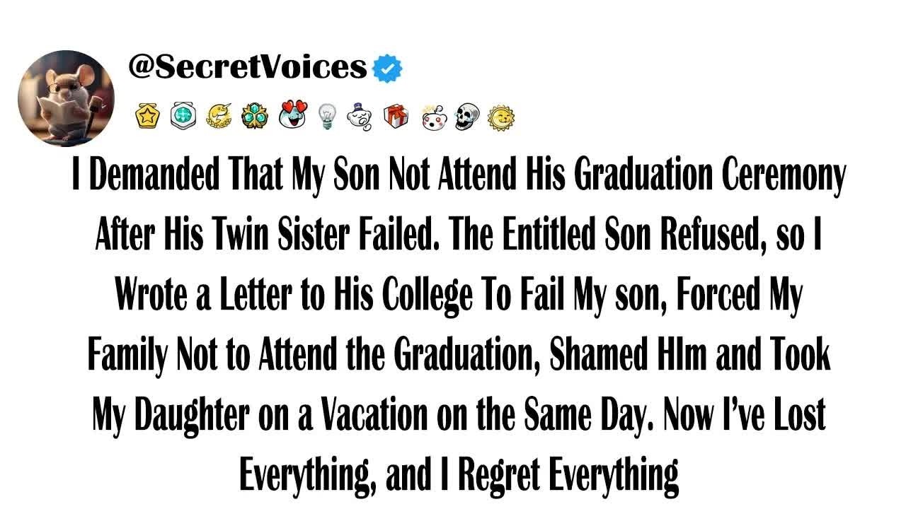 I Demanded That My Son Not Attend His Graduation Ceremony After His Twin Sister Failed  The Enti