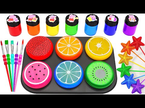 Satisfying Video l How To Make Rainbow Glitter Lollipop Candy Stars FROM Color Slime Fruits ASMR