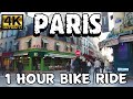 1 HOUR BIKE EXPLORATION OF PARIS DOWNTOWN  4K 60p