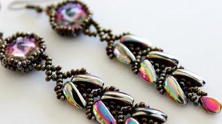 Beaded Earrings with Swarovski Crystals Preciosa Chilli Beads Серьги