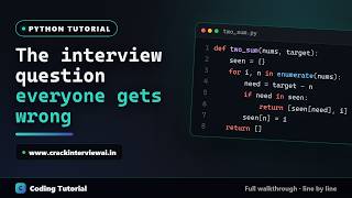 Two Sum in Python — The 10-Line Answer Every Interviewer Wants | Crack the Coding Interview #3