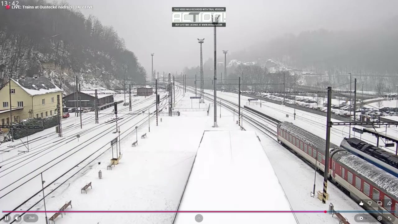 Hlášení a vlak Ústí nad Orlicí-EC 128 a hlášení o mim. zastavení + Zrušení R 866,13.1.2026 [HaVIS 3]