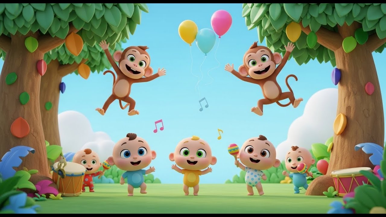 Monkey Jumping on the Tree 🌴 | Fun Baby Dance Song for Toddlers | Baby Giggles TV