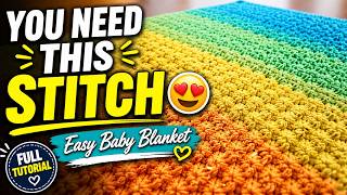 Easy Crochet Baby Blanket 🧶 Super Textured & Cozy Bumpy Stitch | بطانية بيبي بالكروشيه ساهلة ودافئة