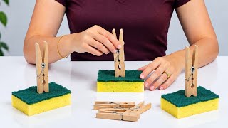 Dish Sponge, Clothespins & a Jar Lid! Look What I Made! Christmas DIY ♻️🥰