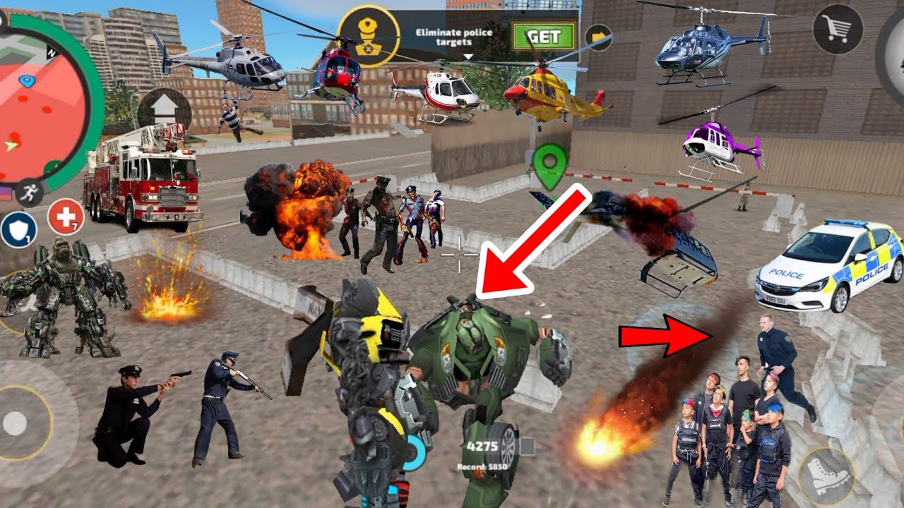 Green Transformer Car vs Real Transformer Car Fight in Rope Hero vice town || Rope Hero viral video