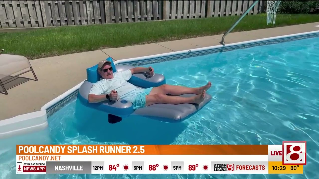 Dave Barras tries out a mechanical pool 