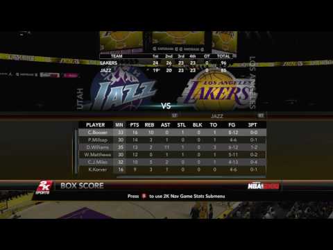 NBA 2K10 Utah Jazz Vs Los Angeles Lakers Playoff Game 1 Box Score
