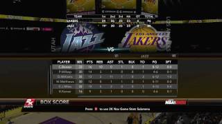 Nba 2k10 simulation of the playoffs looks at a round 2 box score utah
jazz vs los angeles lakers series.