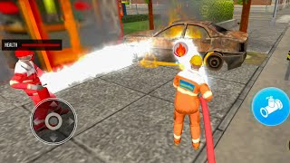 us firefighter truck rescue 3d | Firefighter rescue mission for a burning car 🚨🔥 screenshot 3