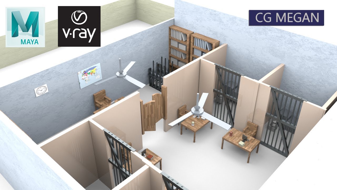 police station interior 3d  making with maya  -modelling for animation shorts