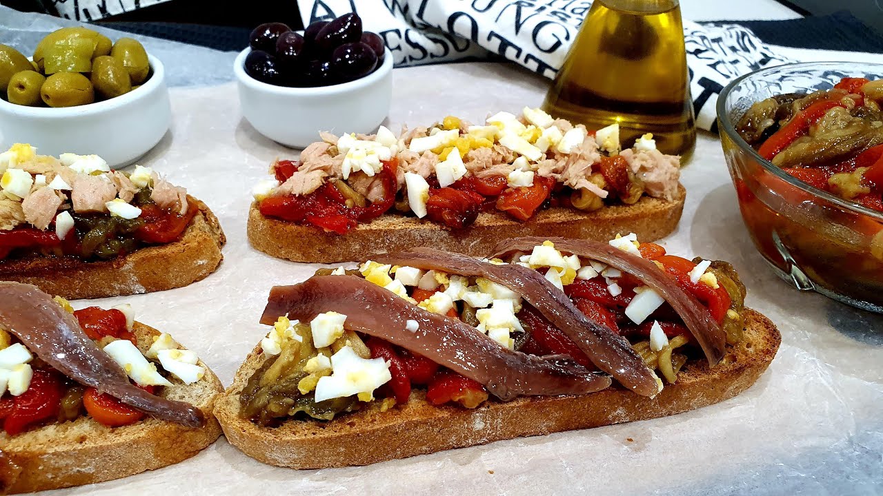 Como hacer ESCALIVADA y par de tostas con anchoas y atún