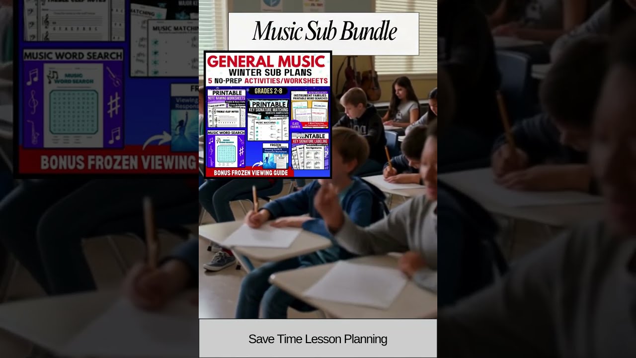 General Music Winter Sub Plans Bundle → No Prep Activities & Worksheets 