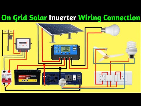 on grid solar system connection with inverter battery inverter wiring connection animation