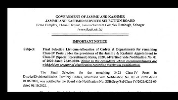 JKSSB Class IV || Submit Affidavit//Documents As Proof