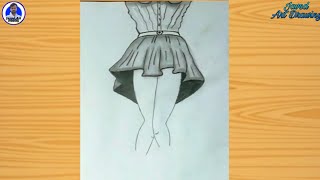 How to draw ruffles on a skirt || skirt sketch drawing || How to draw skirt and dresses