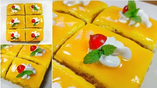 Eggless Mango Glaze Pastry without Oven | Mango Glaze Cake Recipe|No Gelatin,No Agar Agar Mango Cake