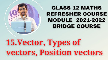 Refresher Course Module 2021-22 12th Maths 14.Vector, Types of vectors, Position vectors