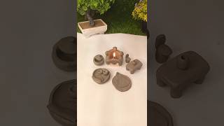 Miniature clay kitchen set 😍 #shortsfeed #shorts #clayart #claykitchenset #miniaturekitchenset