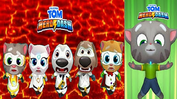 TALKING TOM HERO DASH -- ALL WHITE HERO CHARACTER LAVA DOWN & HERO TOM CLASSIC RUN MIRROR MODE FUNNY