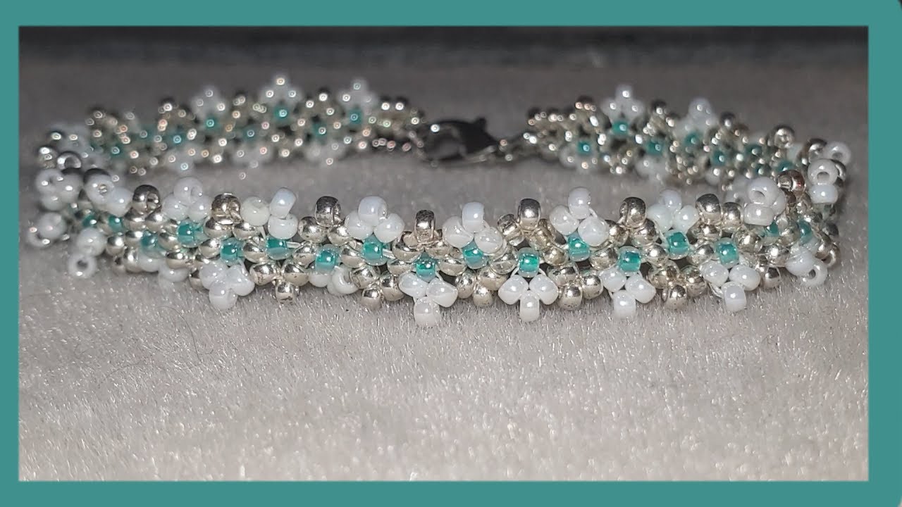 Bracelet argenté bleu et blanc