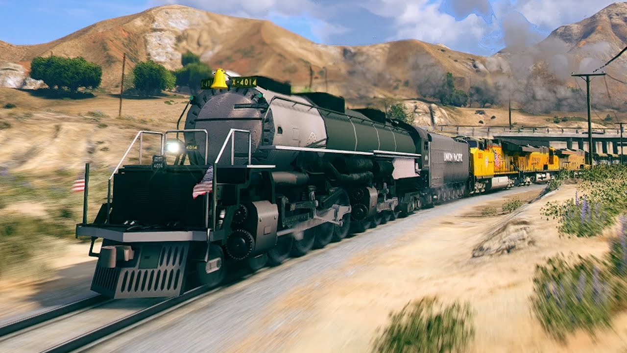Long Trains running at high speed in Grand Theft Auto V
