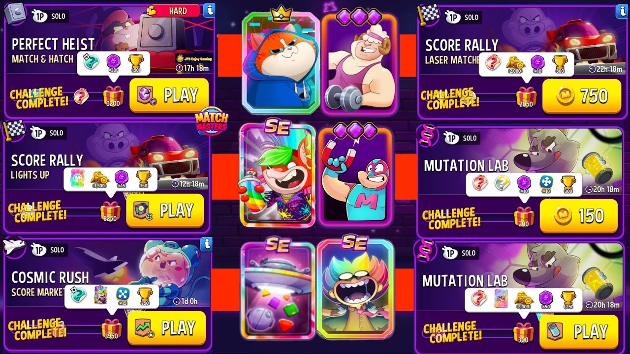 6 Solo/Lights Up /Score Market/Match & Hatch Rainbow/Mutation Lab 300 & 200 DNA / Laser Matches