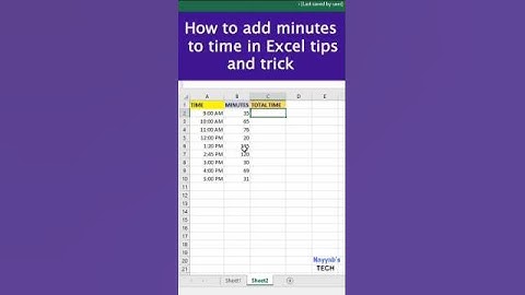 How to add minutes to time in Excel tips and trick #exceltips #tutorial #shortvideo